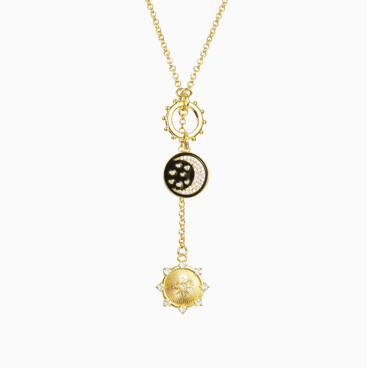 Amulet Moon and Star 18k Gold-plated Pendant Necklace