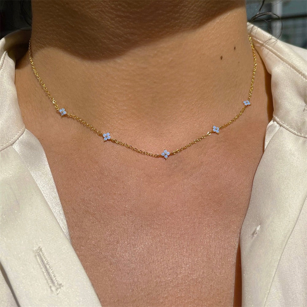 Coquette Delicate Blue Blossom Necklace