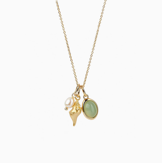 Ocean Jade Gold-plated Pearl Conch Necklace