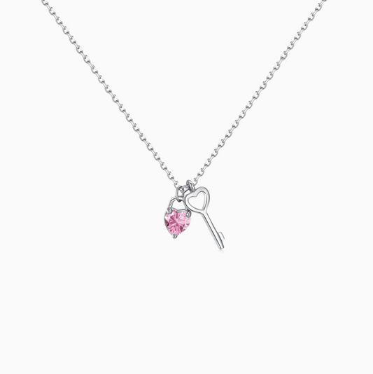 Pink Heart S925 Silver Coquette Necklace