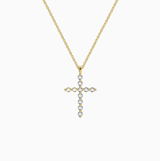 Yellow Gold Diamond Cross Pendant 18k Necklace