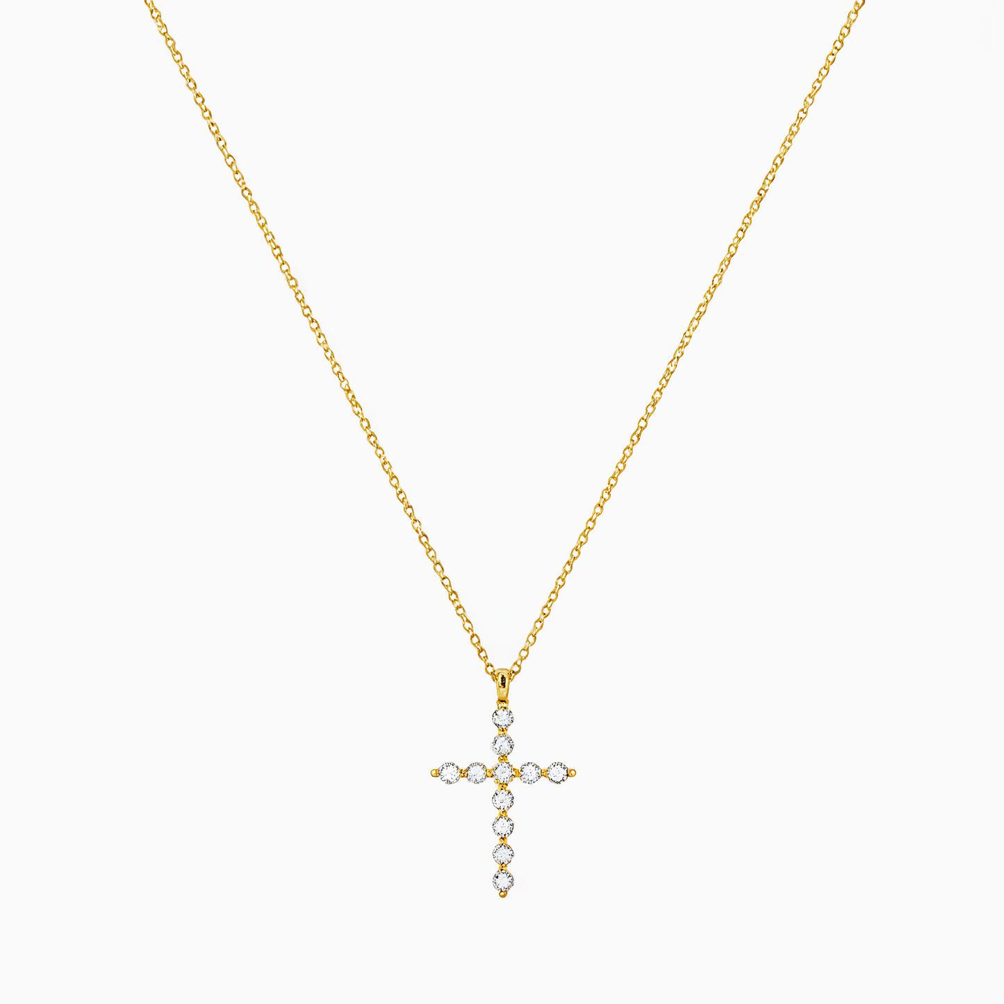 Yellow Gold Diamond Cross Pendant 18k Necklace