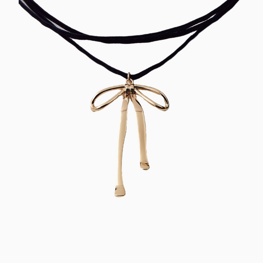 Coquette Layered Bow 14k Gold Necklace
