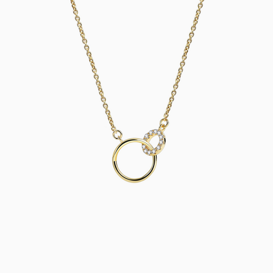 Gold Delicate Double Ring Necklace