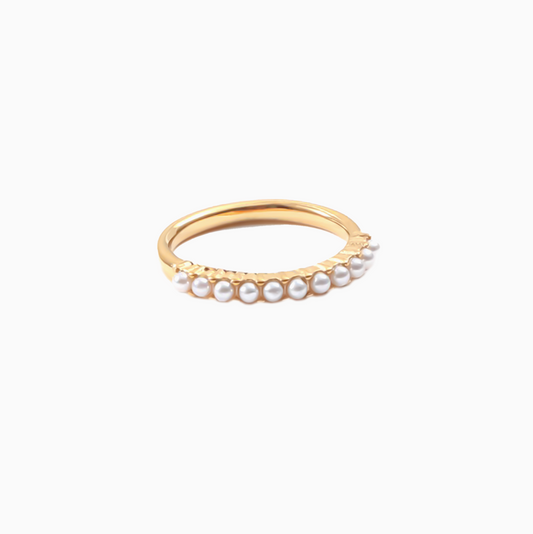 Half Eternity Pearl Gold Ring