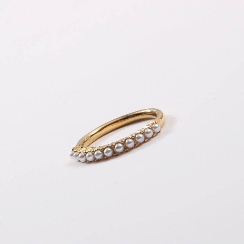 Half Eternity Pearl Gold Ring