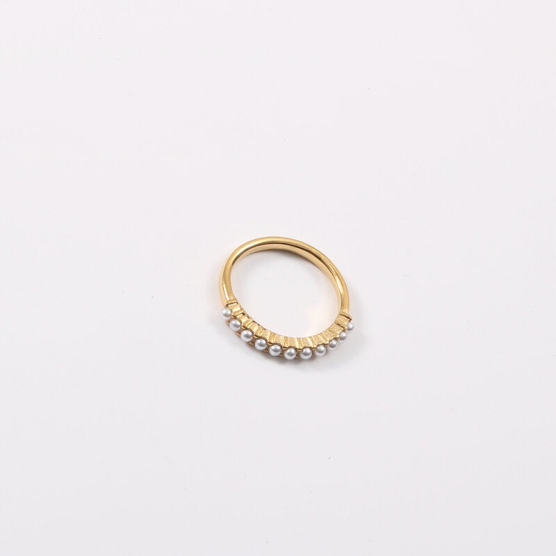 Half Eternity Pearl Gold Ring