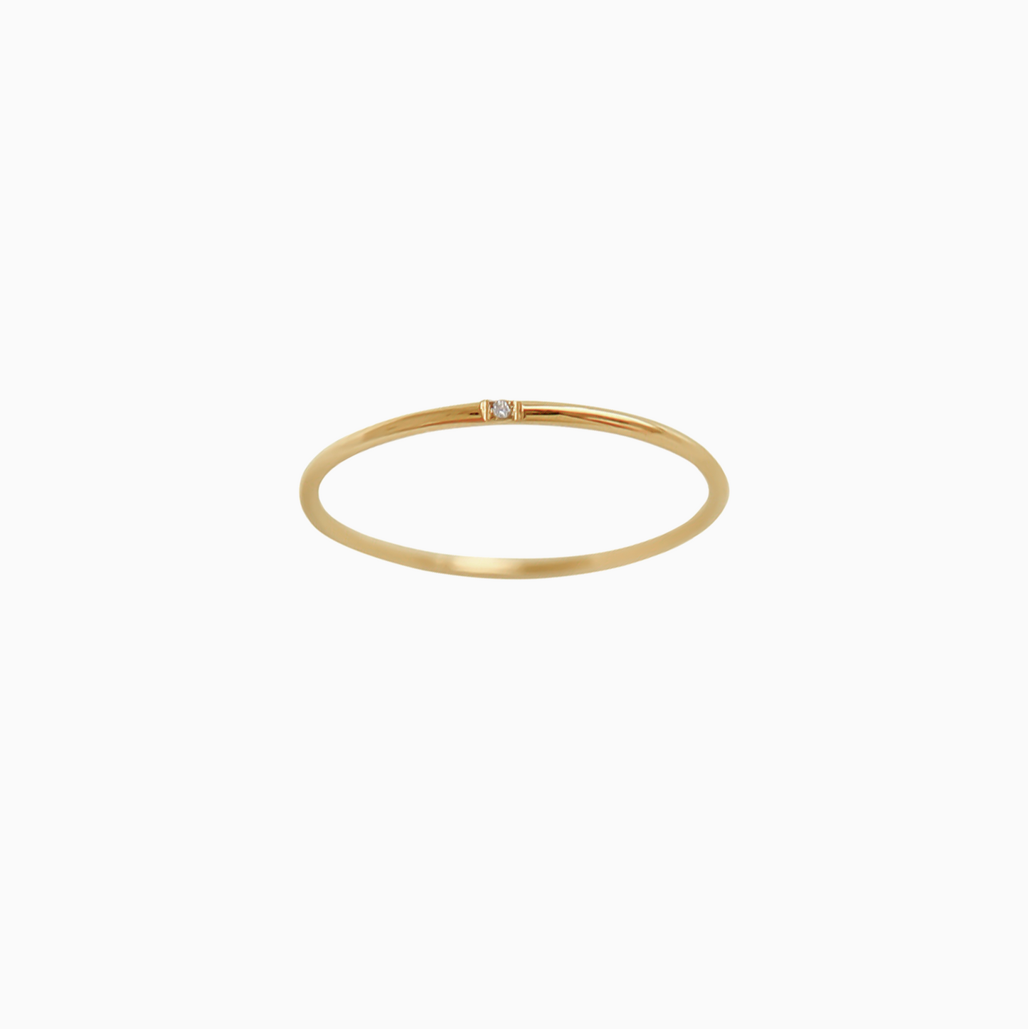 Single Stones Thin Yellow Gold Stack Ring