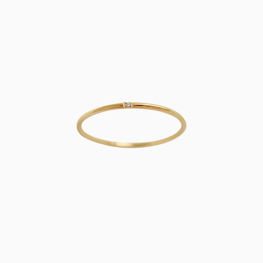 Single Stones Thin Yellow Gold Stack Ring