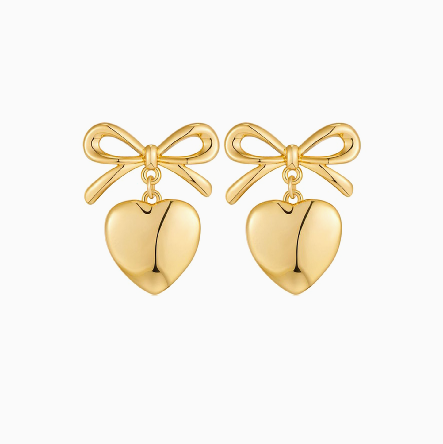 Silver Heart Bow Cute Girl Earrings