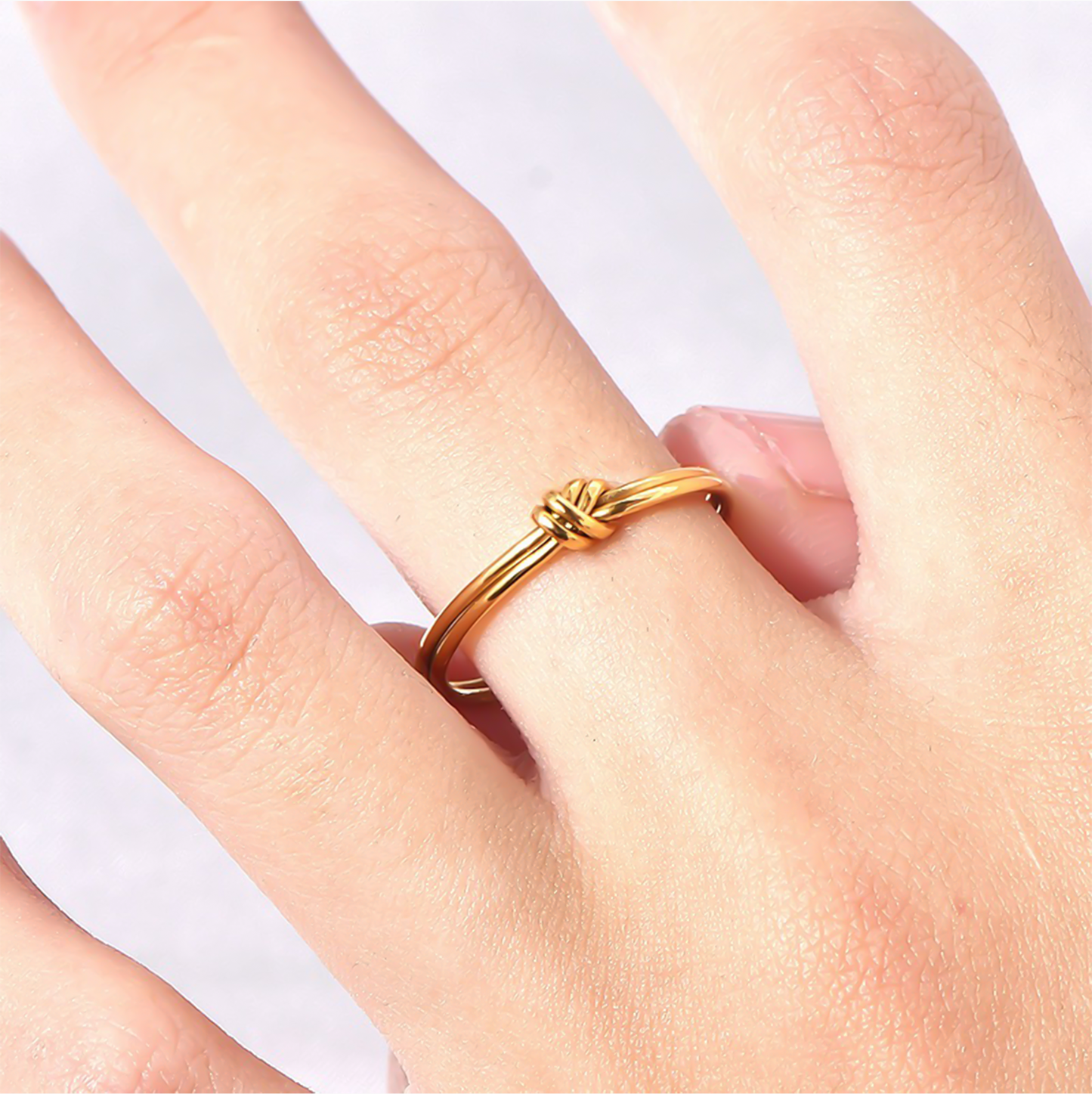 18K Gold Knot Minimalist Stack Ring