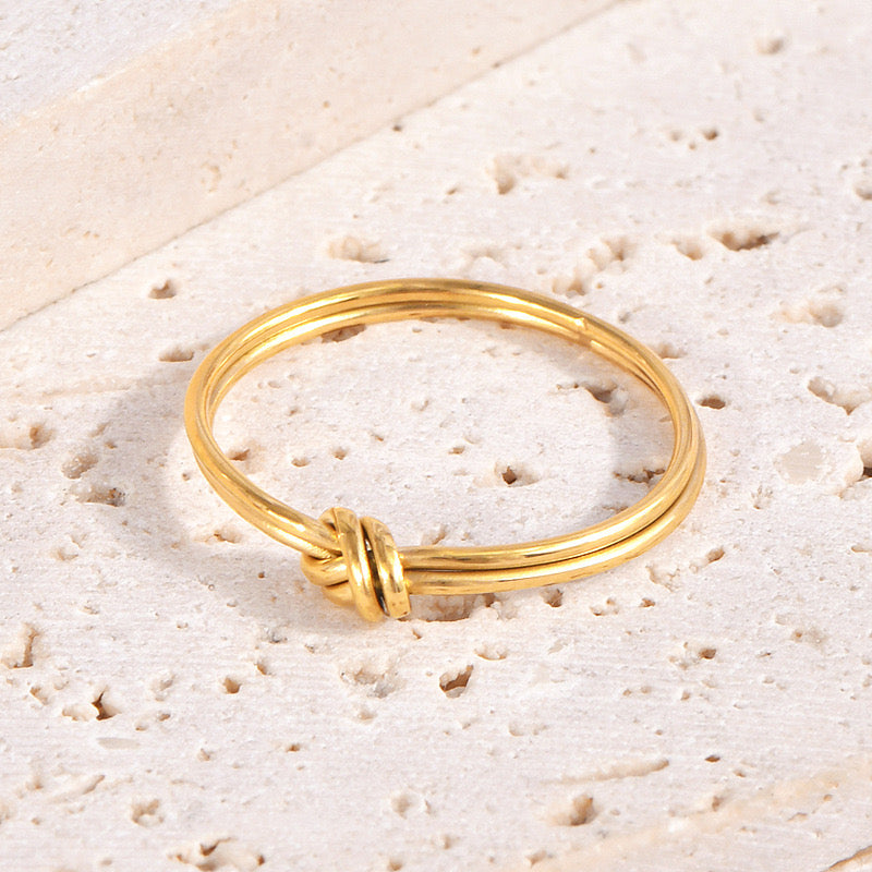 18K Gold Knot Minimalist Stack Ring