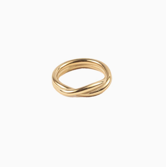 18K Gold Dould Layers Knot Minimalist Stack Ring