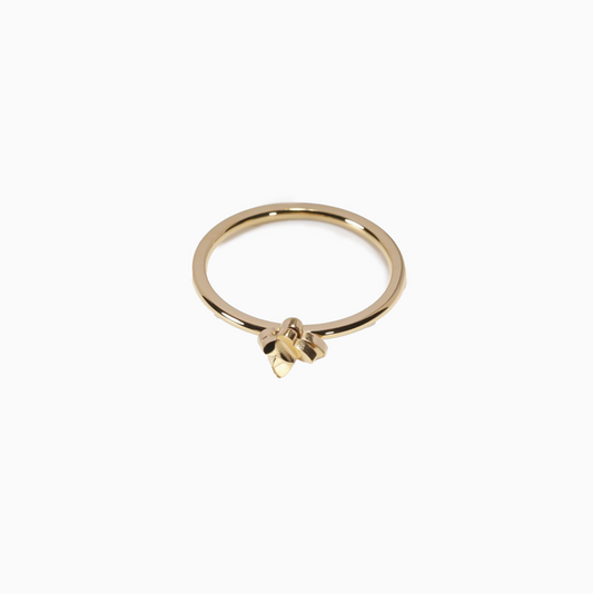 18K Gold Tiny Butterfly Coquette Thin Stack Ring