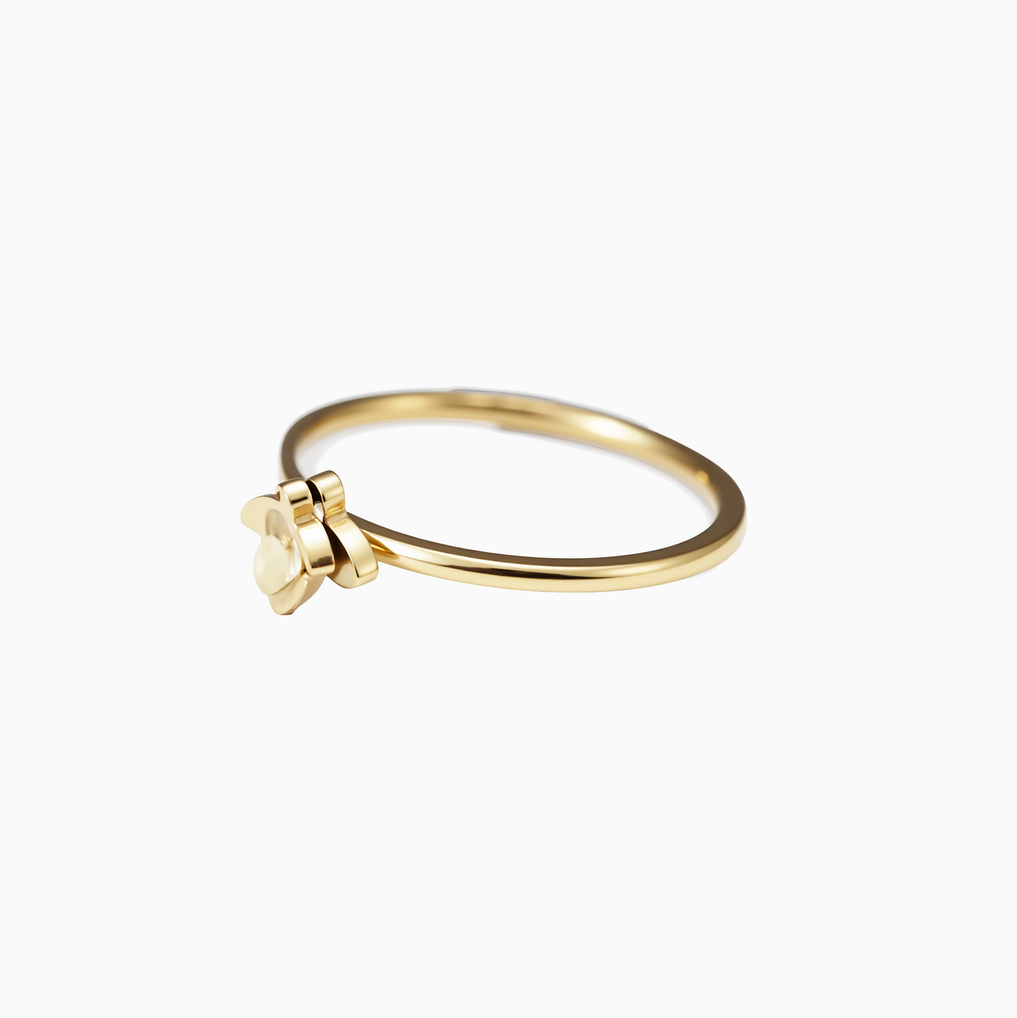 18K Gold Tiny Butterfly Coquette Thin Stack Ring