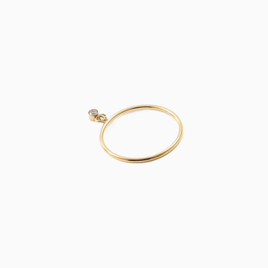 Tiny Delicate Diamond Thin Yellow Gold Stack Ring
