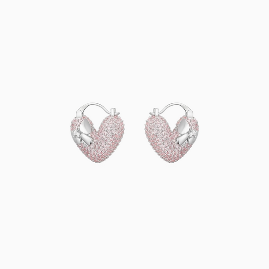 Crystal Heart Bow Earrings