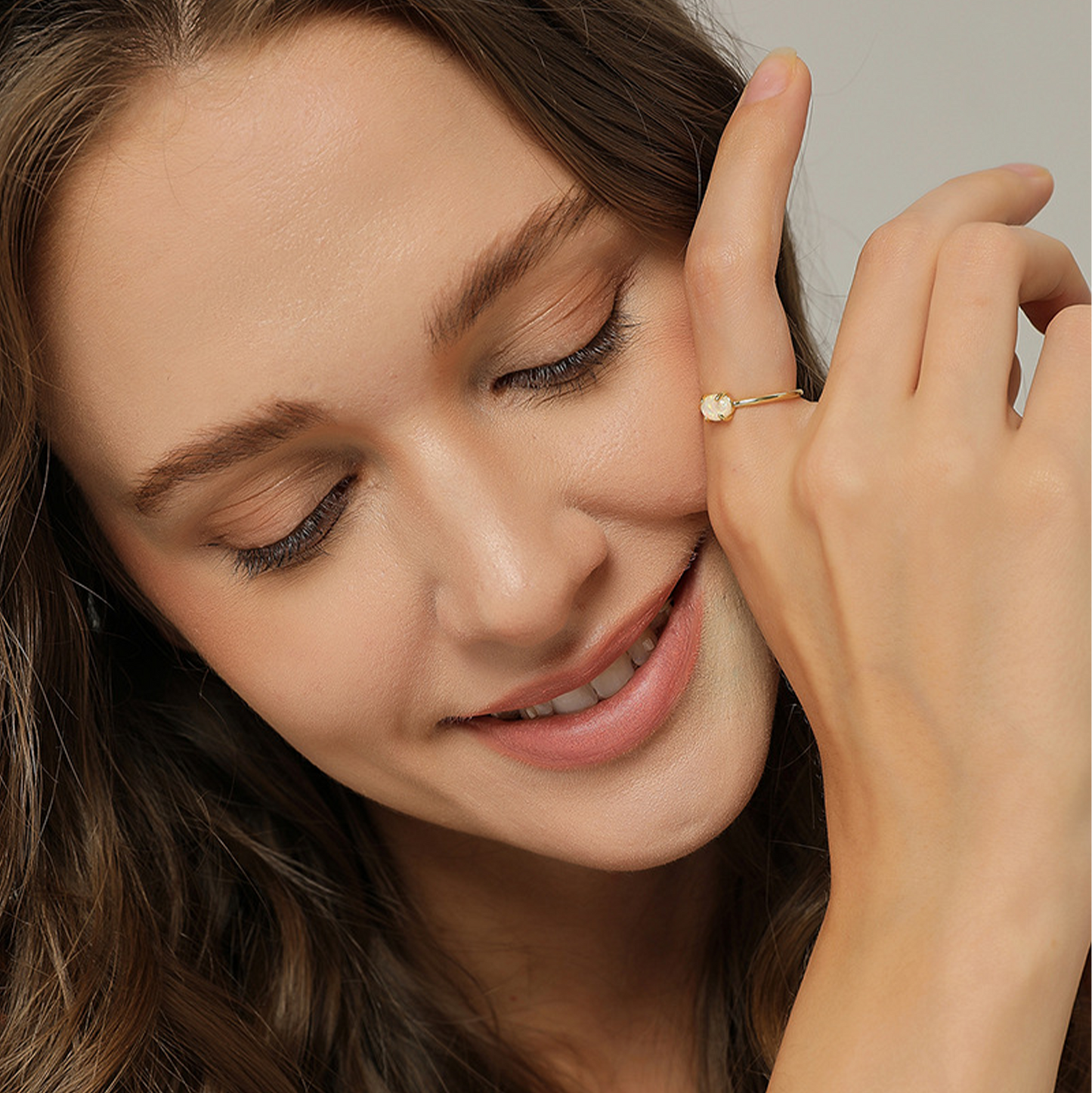 Gold Gemstone Minimalist Stack Ring