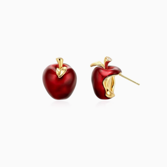 Snow White Series 18k Gold-plated Apple Earrings