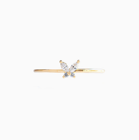 Coquette Butterfly Ziconia Dainty Stack Ring
