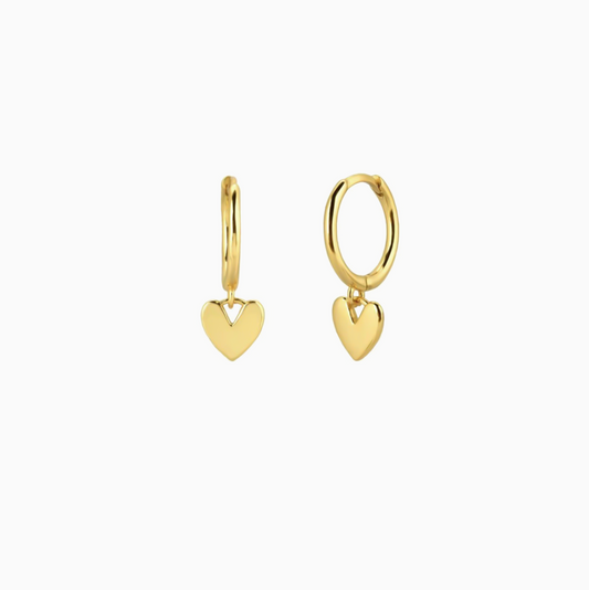 Gold Coquette Tiny Flat Heart Earrings
