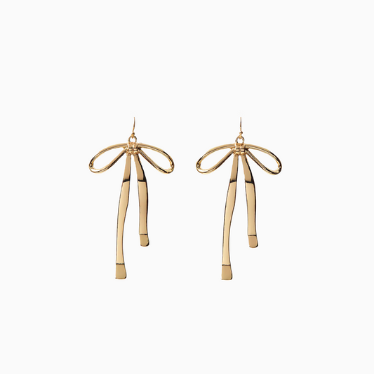 Coquette Ribbon Bow 14k gold Earrings