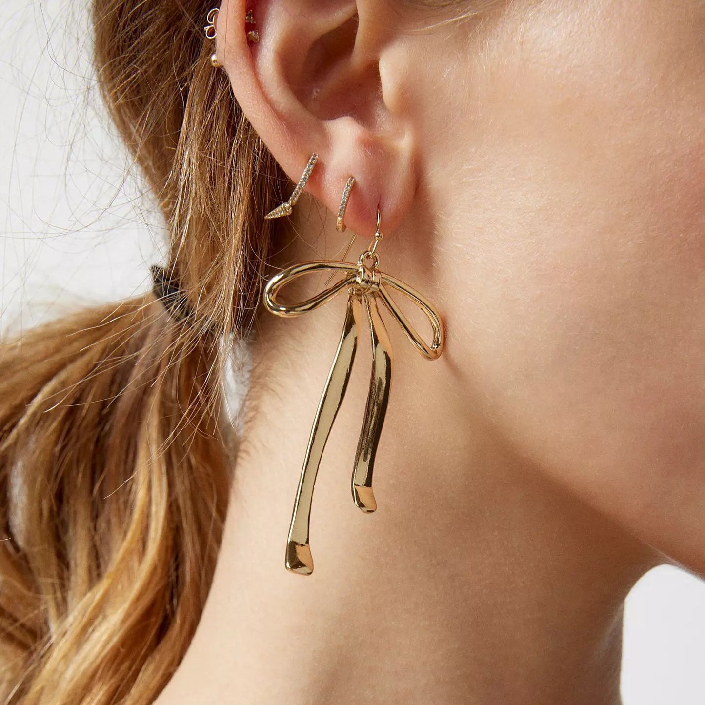 Coquette Ribbon Bow 14k gold Earrings