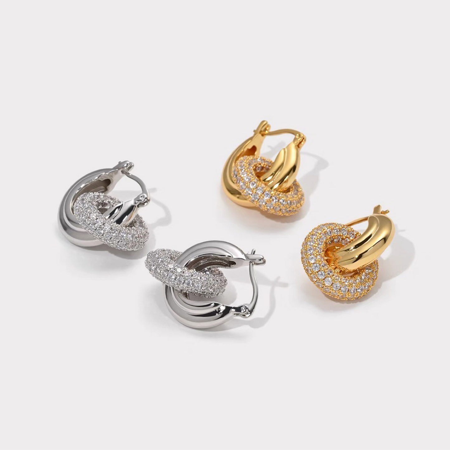 Retro Chunky Silver Mixed Convertible Link Earrings
