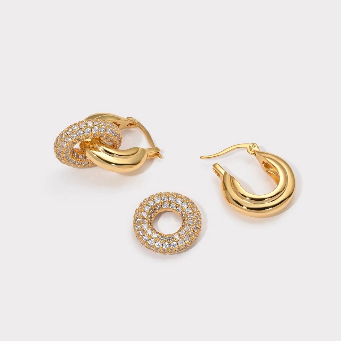 Retro Chunky Silver Mixed Convertible Link Earrings