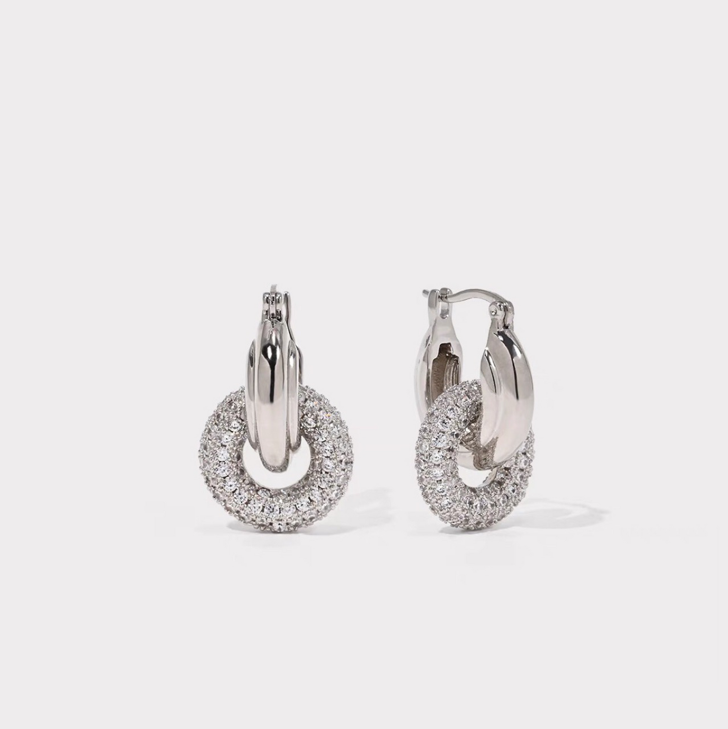 Retro Chunky Silver Mixed Convertible Link Earrings