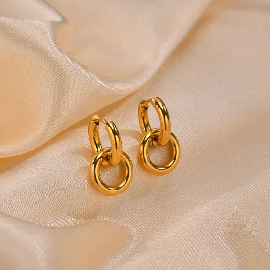 18k Double Rings Earrings