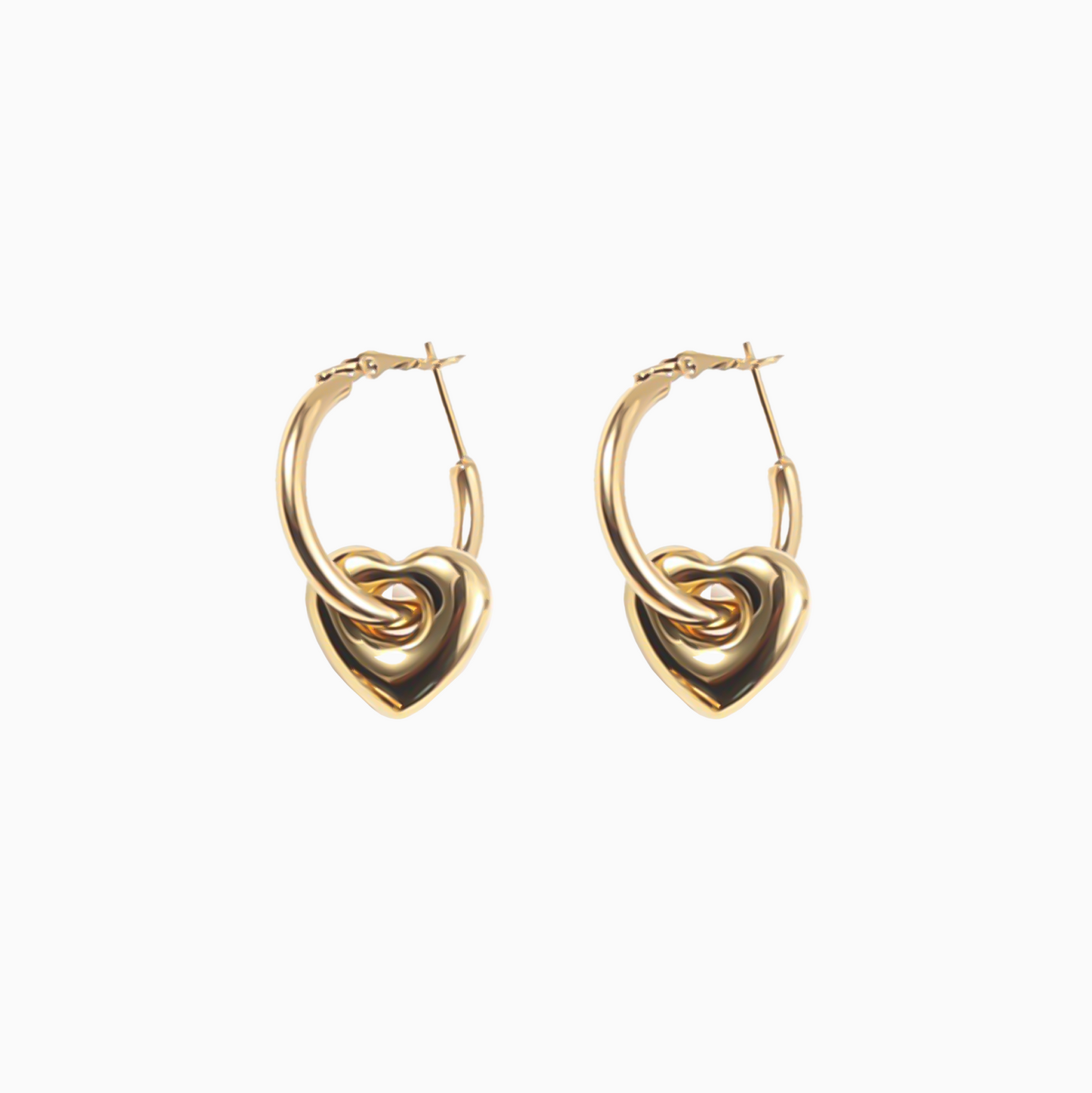 Yellow Gold Coquette Chunky Heart Earrings