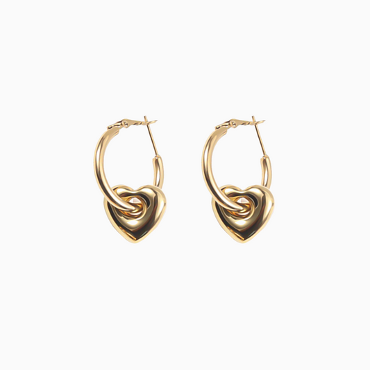 Yellow Gold Coquette Chunky Heart Earrings