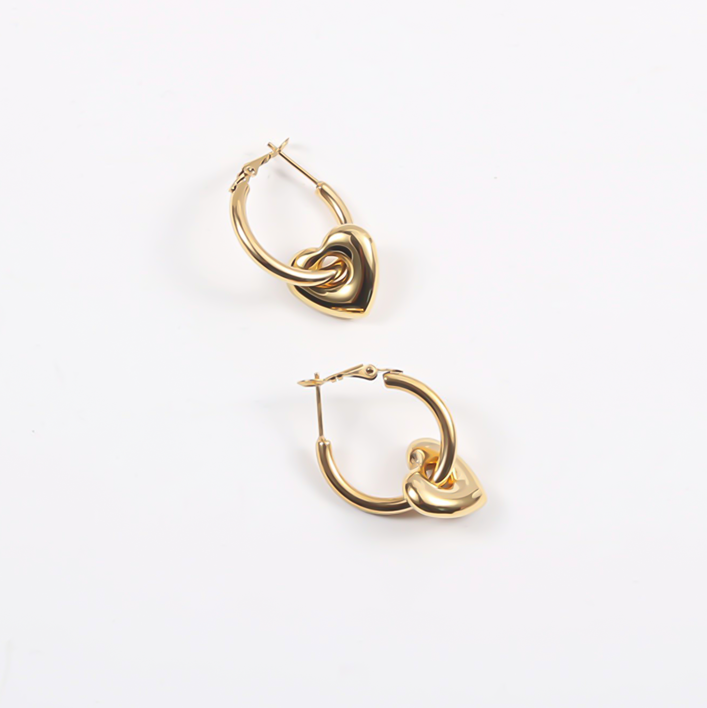 Yellow Gold Coquette Chunky Heart Earrings