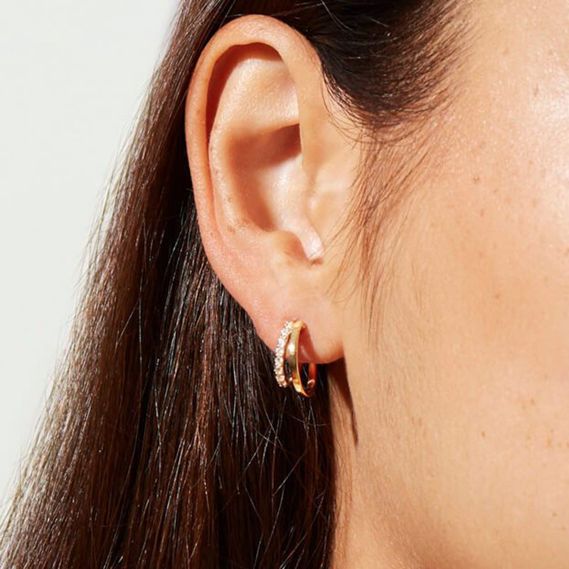 Yellow Gold Double Layers Earrings