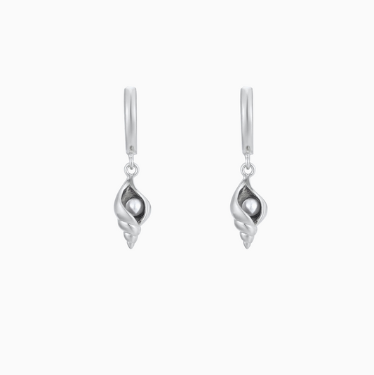 Silver Conch Pearl Earrings