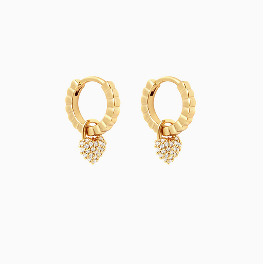 Coquette Delicate Yellow Gold Tiny Heart Hoops