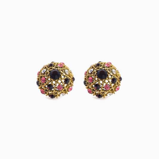 Golden Era Glamour Vintage-Inspired Round Gemstone Earrings