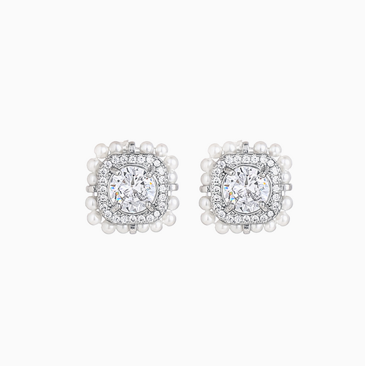 Platinum-plated Silver Needle Grace Earrings