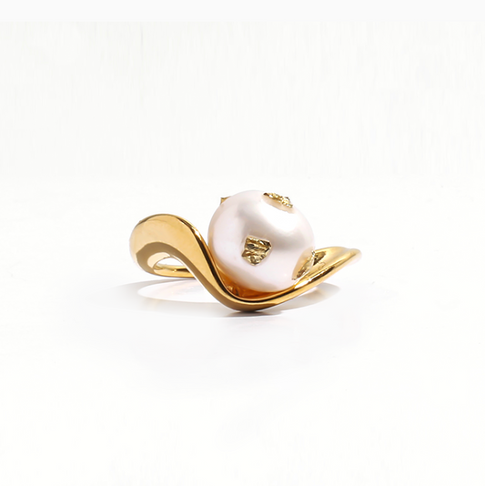 Gold-Plated with Gold-foil Natural Pearl Ring