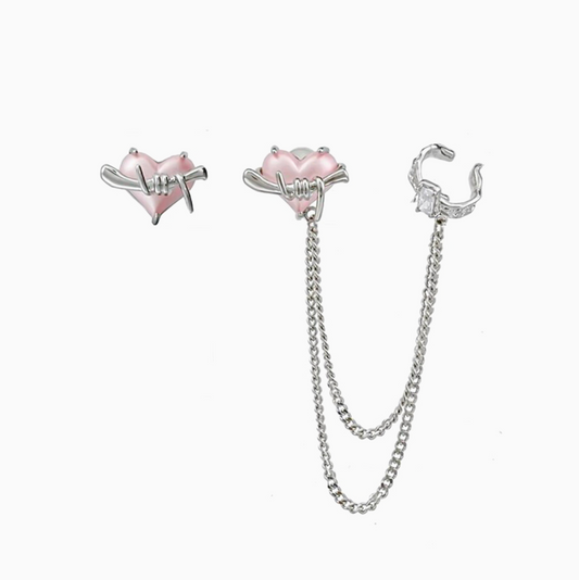 Pink Balloon Silver Asymmetrical Earrings