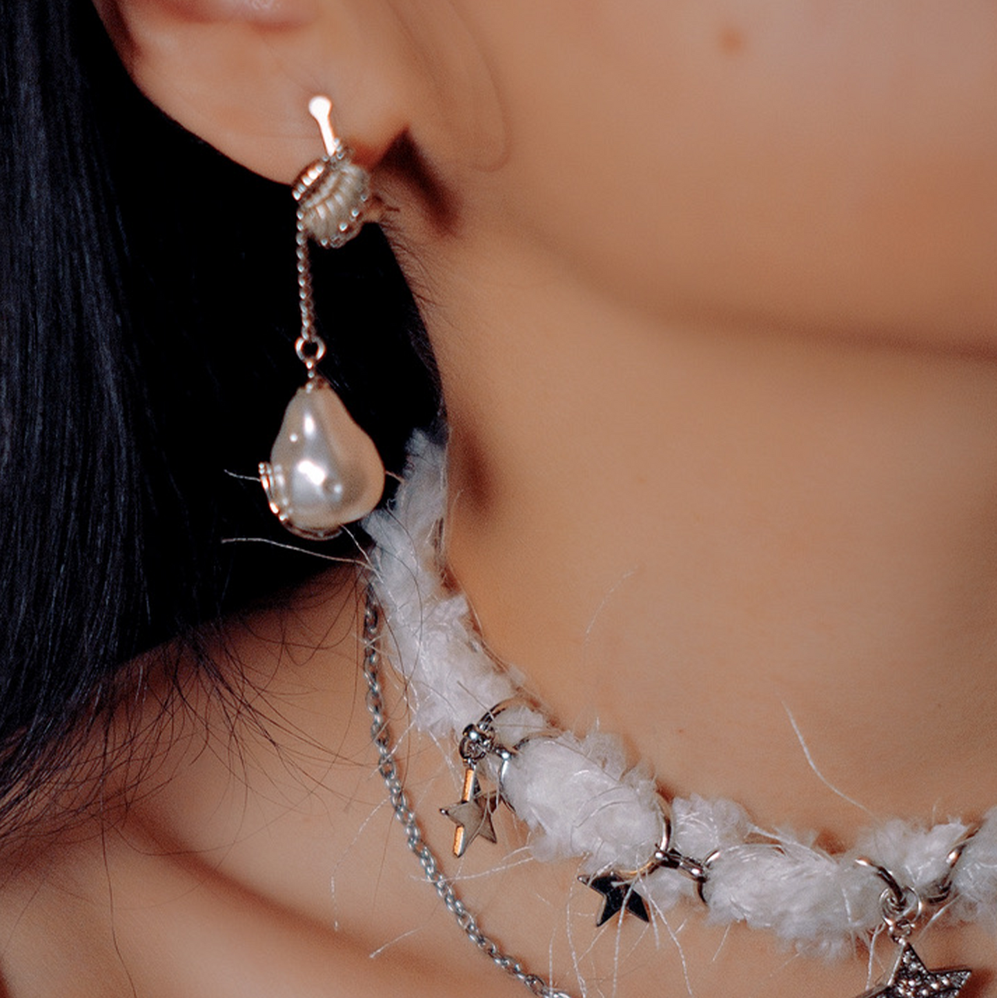 Baroque Shell Teardrop Pearl S925 Silver Elegant Earrings