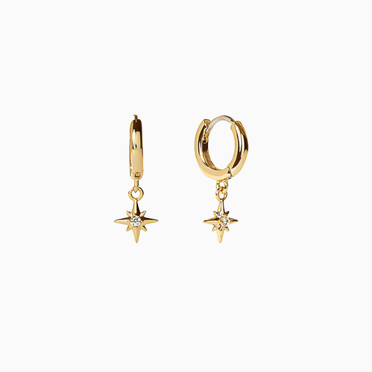 Gold Octagram Star Delicate  Earrings