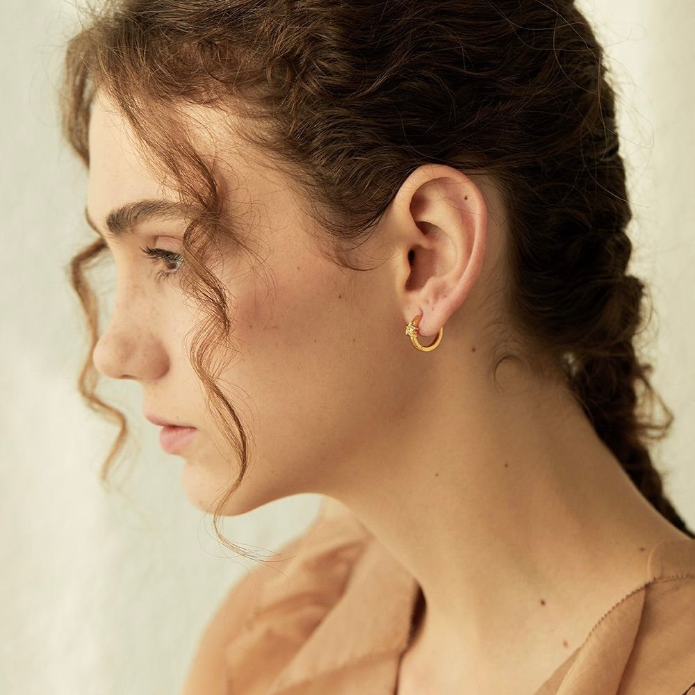 Gold Octagram Star Delicate Earrings