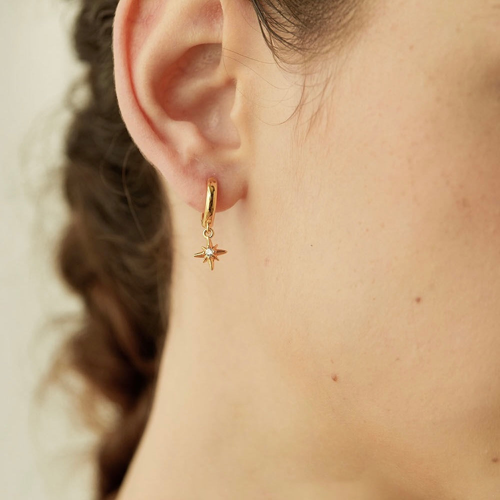 Gold Octagram Star Delicate Earrings