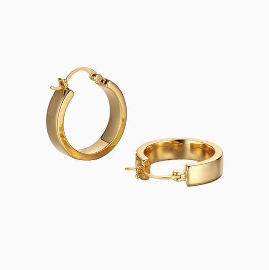Yellow Gold Square Tube Hoop Earring