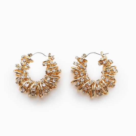 Yellow Gold Statement Crystal Earring