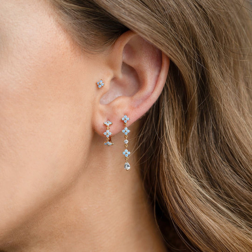 Blue Blossom Hoop Earrings