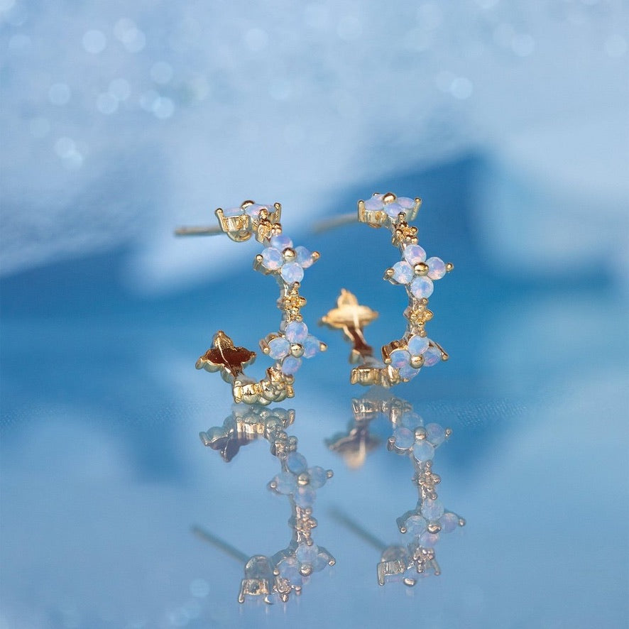 Blue Blossom Hoop Earrings