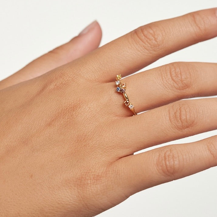 18k Gold Plated Flowering Crystal Ring